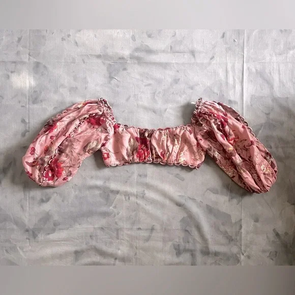 ZIMMERMANN Cassia Floral-Print Linen Cropped Top - Picture 2 of 9